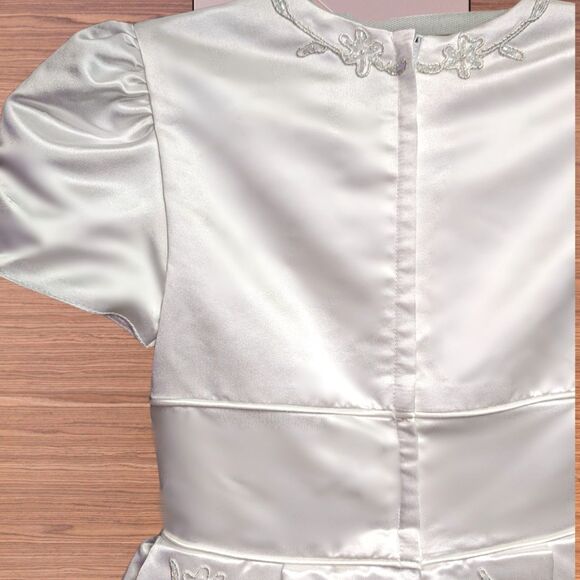 Girls White Beaded First Communion or Flower Girl Dress – Size 5-6 - Picture 3 of 7